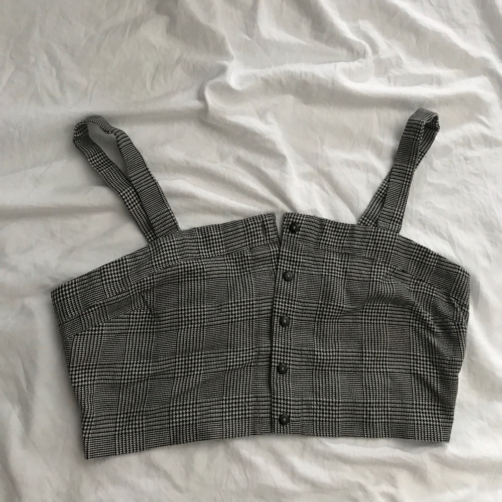 Plaid Button Up Crop Top NWOT